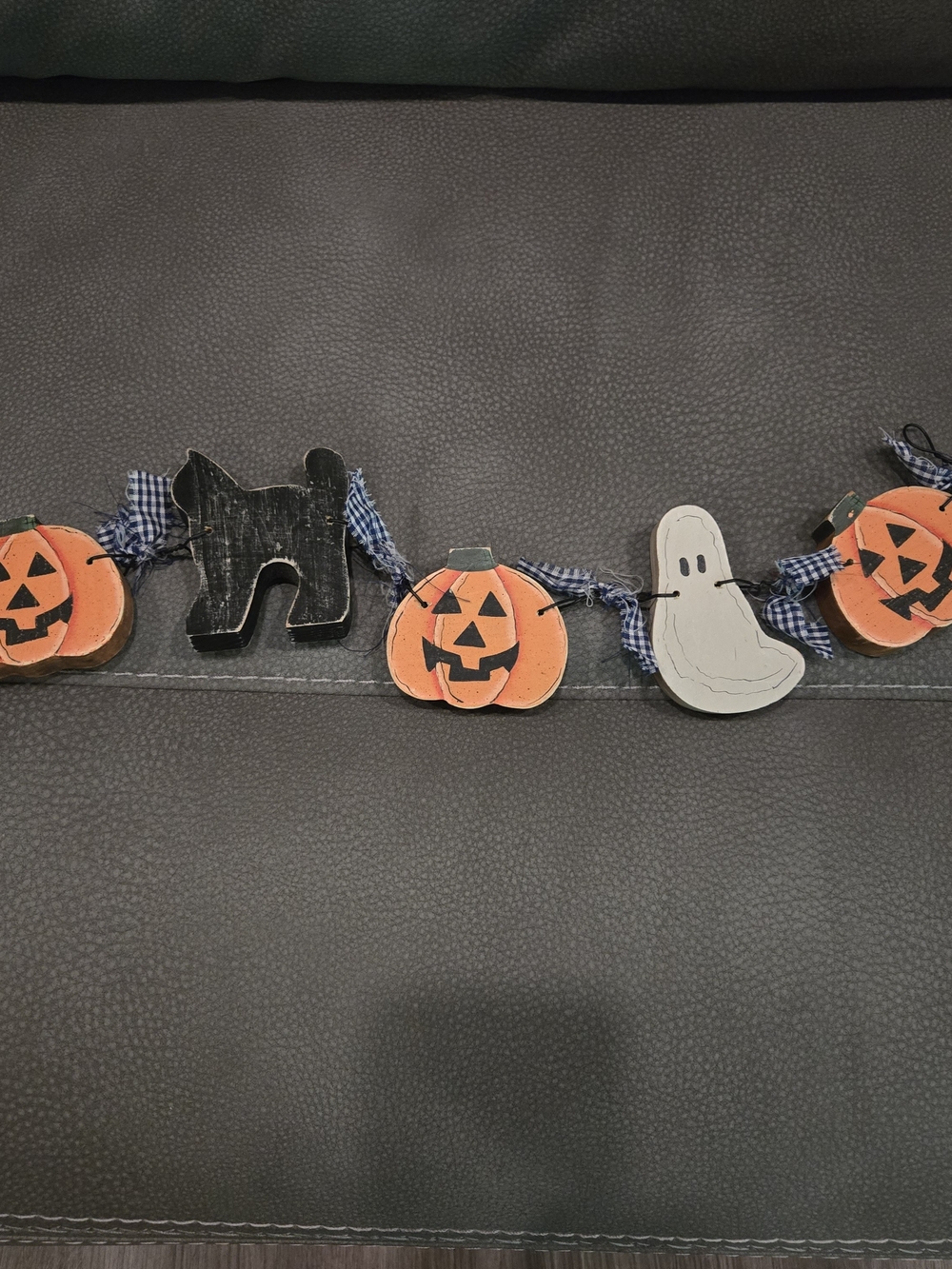 Halloween Pumpkin & Ghost Wooden Garland - Orange, Black, White
